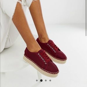 Asos design espadrille sneakers in burgundy !